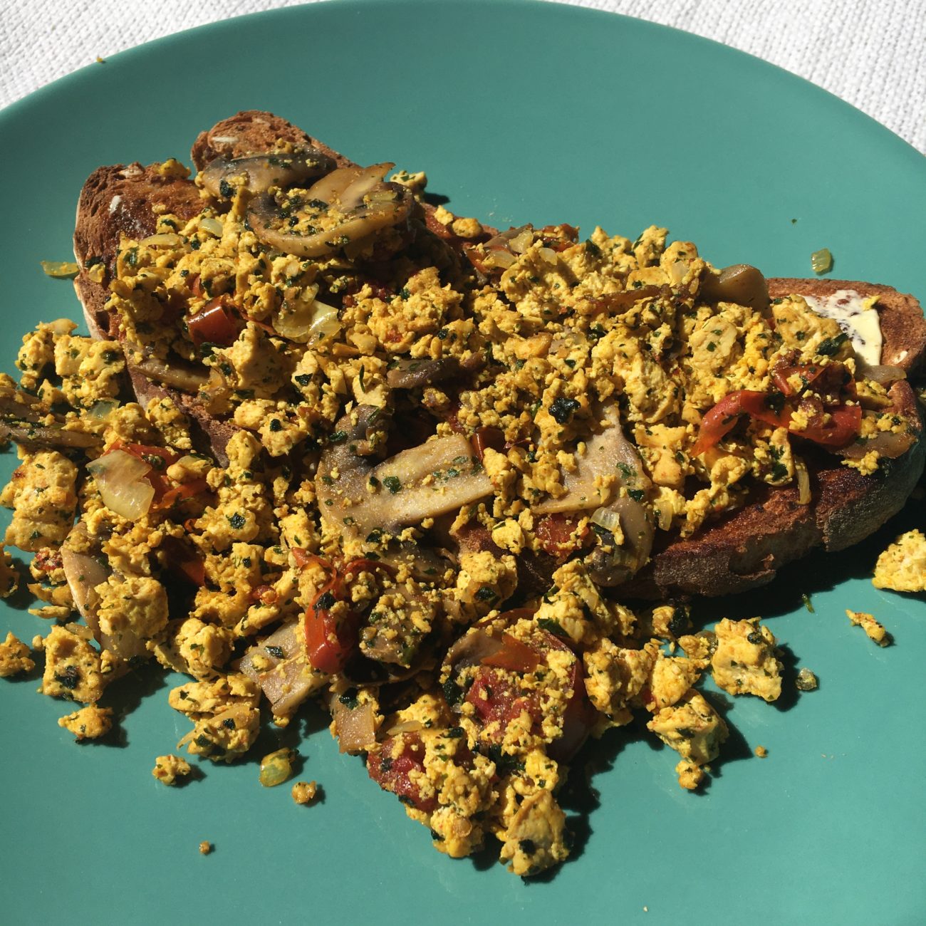 Sauteed Mushrooms with Scramble Tofu